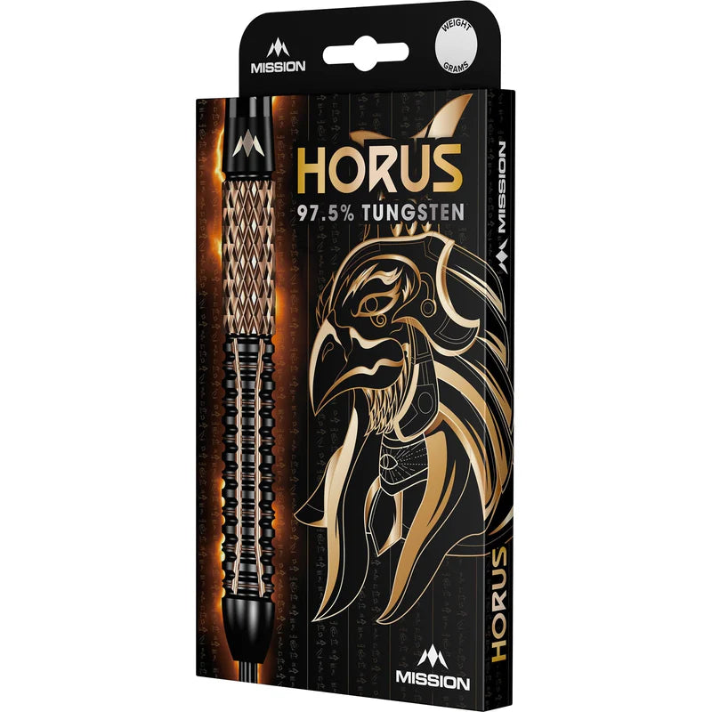 MISSION HORUS DARTS - STEEL TIP - 97.5% TUNGSTEN - BLACK & BRONZE ELECTRO