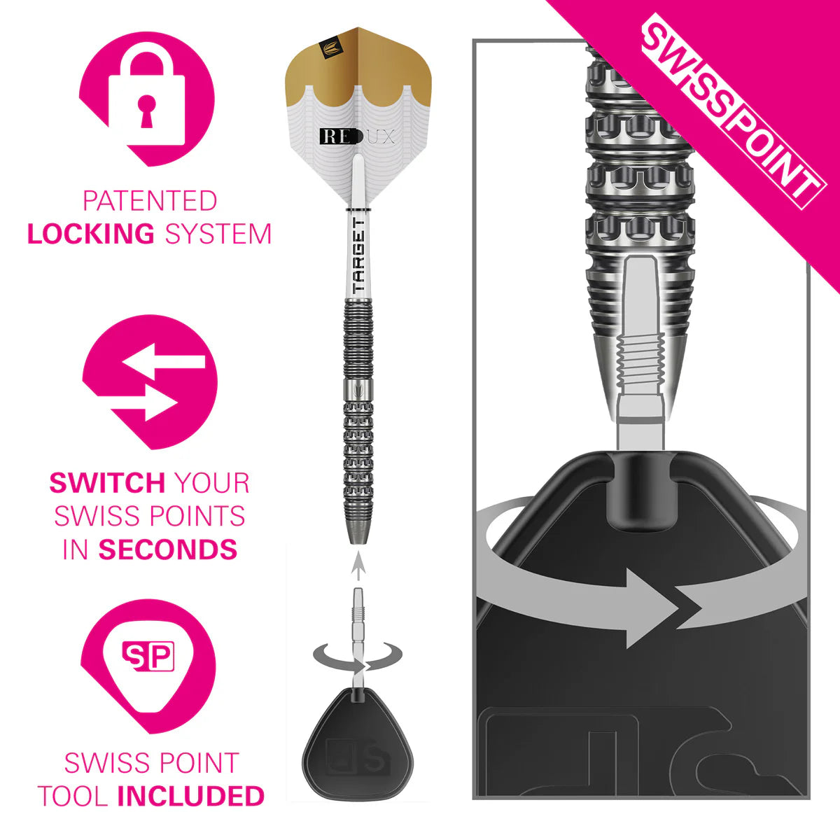TARGET REDUX 01 90% TUNGSTEN SP STEEL TIP DARTS