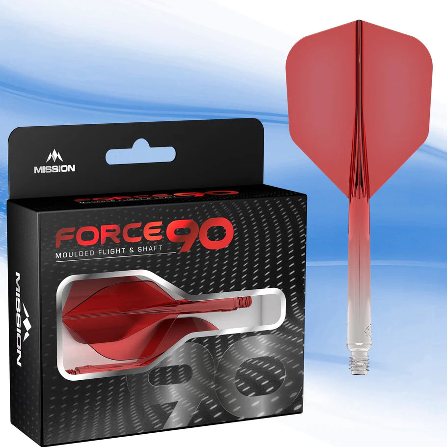 Mission Force 90 - New Moulded Flights & Shaft System - Standard No6 - Gradient - Transparent Red