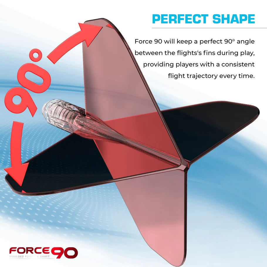 Mission Force 90 - New Moulded Flights & Shaft System - Standard No6 - Gradient - Transparent Red