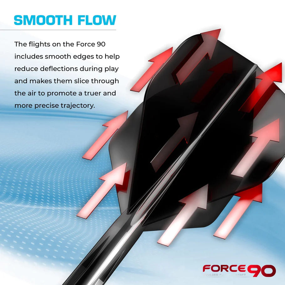Mission Force 90 - New Moulded Flights & Shaft System - Standard No6 - Gradient - Transparent Red