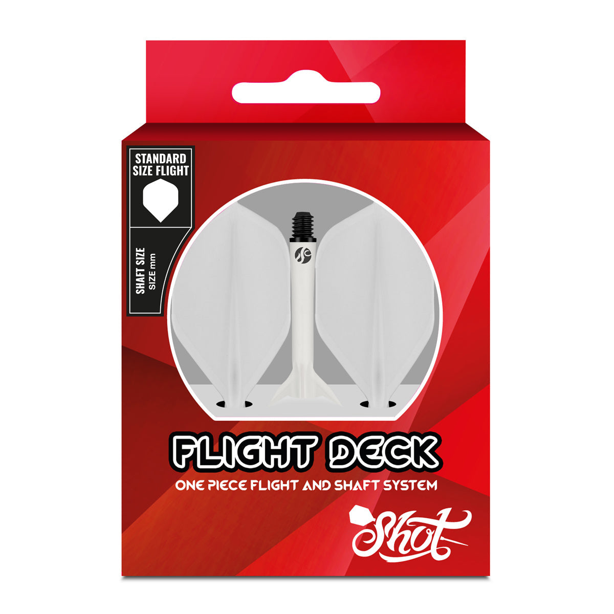 Flight Deck White One Piece Dart Flights and Shaft System by Shot
