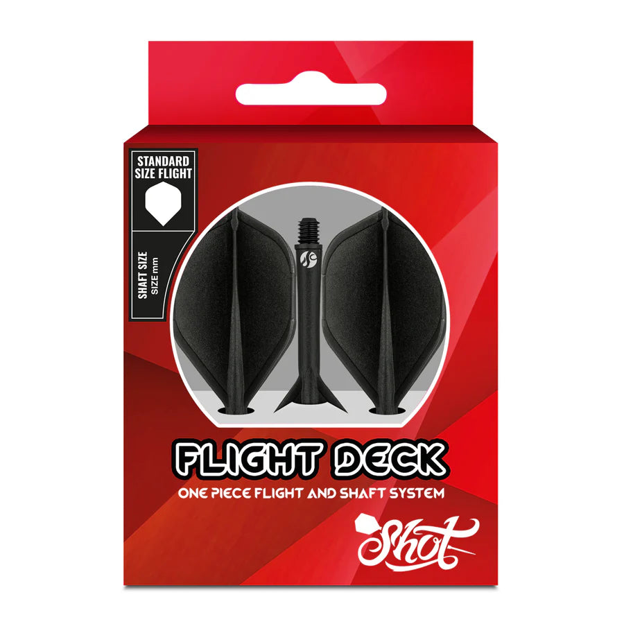 Flight Deck Black One Piece Dart Flights and Shaft System by Shot
