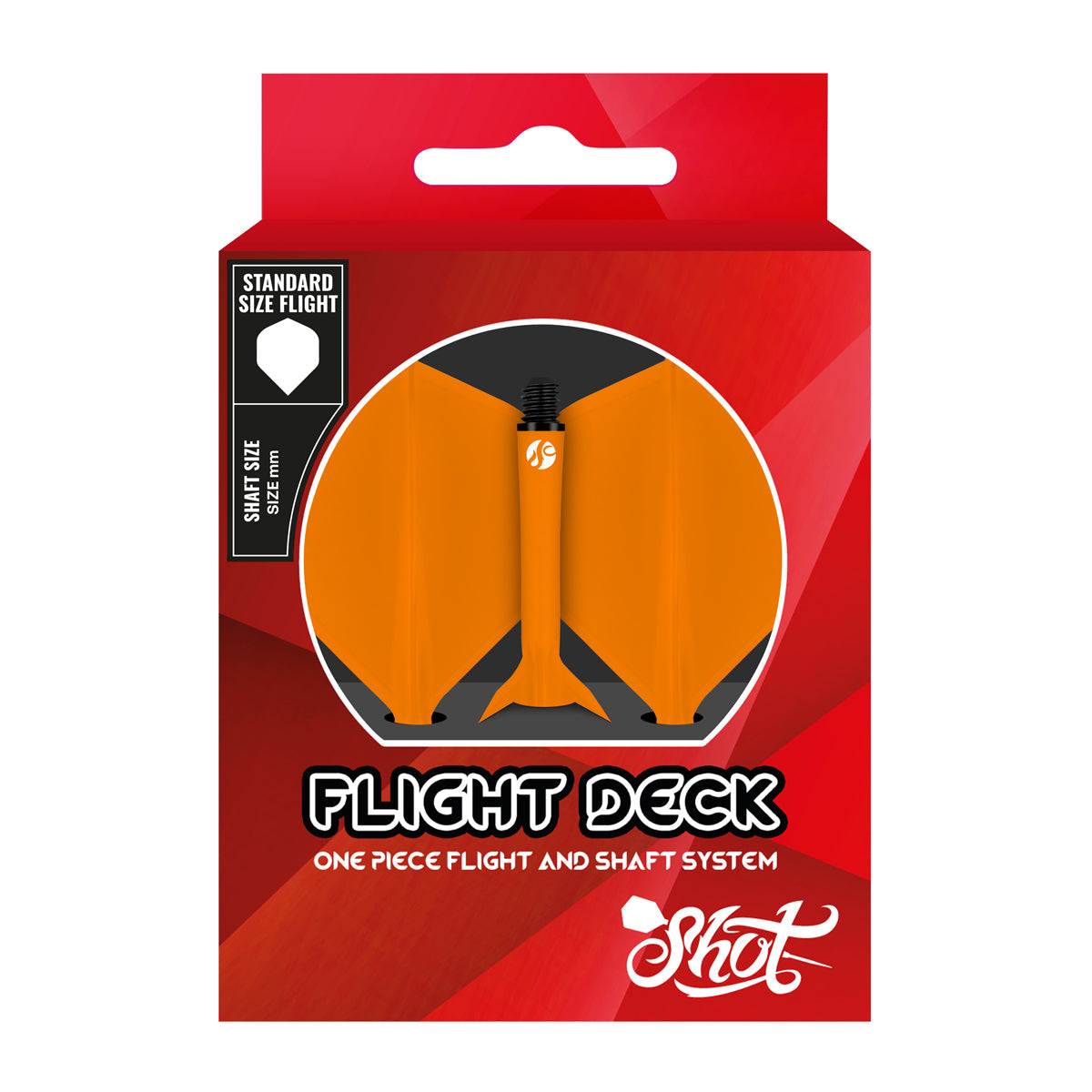 Flight Deck Orange One Piece Dart Flights and Shaft System by Shot