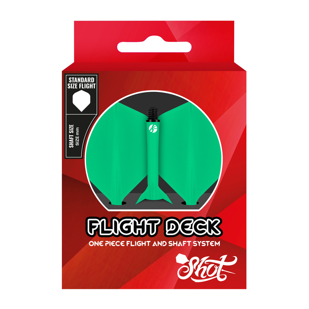 Flight Deck Green One Piece Dart Flights and Shaft System by Shot