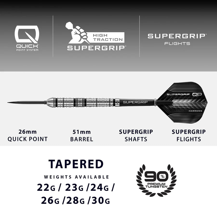 Harrows Supergrip Tapered 90% Tungsten QP Steel Tip Darts