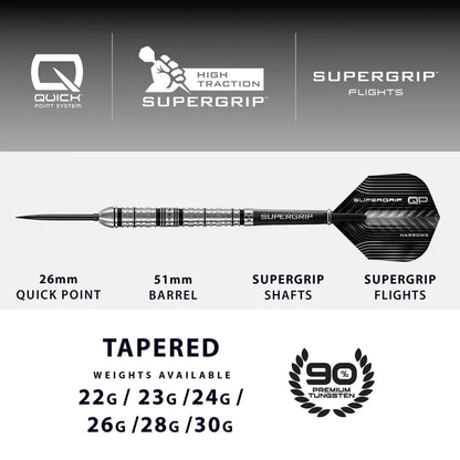 Harrows Supergrip Tapered 90% Tungsten QP Steel Tip Darts
