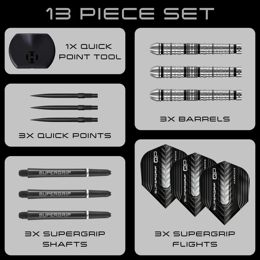 Harrows Supergrip Tapered 90% Tungsten QP Steel Tip Darts