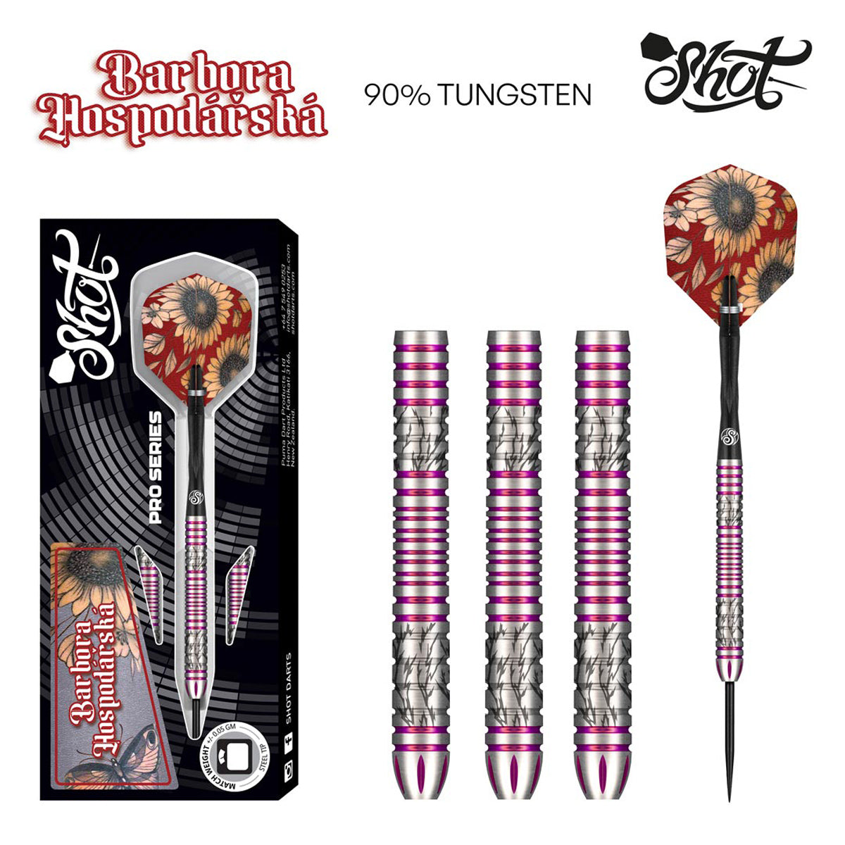 Shot Pro Series Barbora Hospodarska 2.0 90% Tungsten Steel Tip Darts