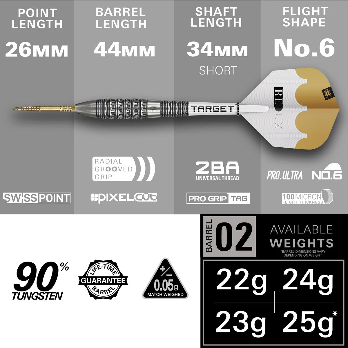 TARGET REDUX 02 90% TUNGSTEN SP STEEL TIP DARTS