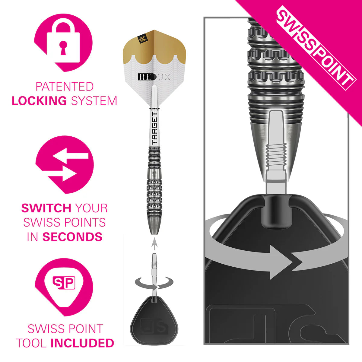 TARGET REDUX 02 90% TUNGSTEN SP STEEL TIP DARTS