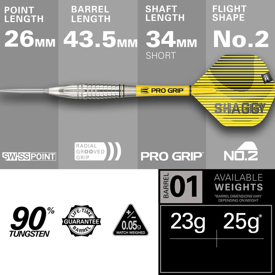 Scott Williams G1 90% Tungsten Swiss Steel Tip Darts by Target