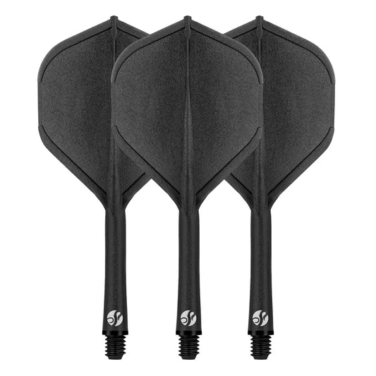 Flight Deck Black One Piece Dart Flights and Shaft System by Shot