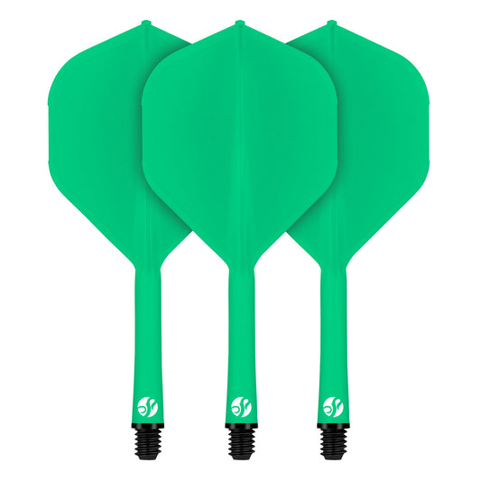 Flight Deck Green One Piece Dart Flights and Shaft System by Shot